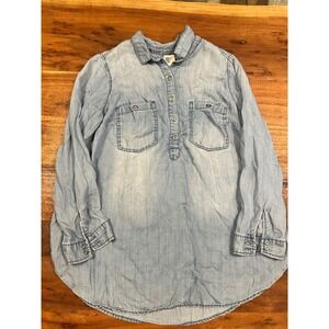 H&M Mama Denim Tunic Women M Light Blue Good Lyocell Popover Maternity Shirt